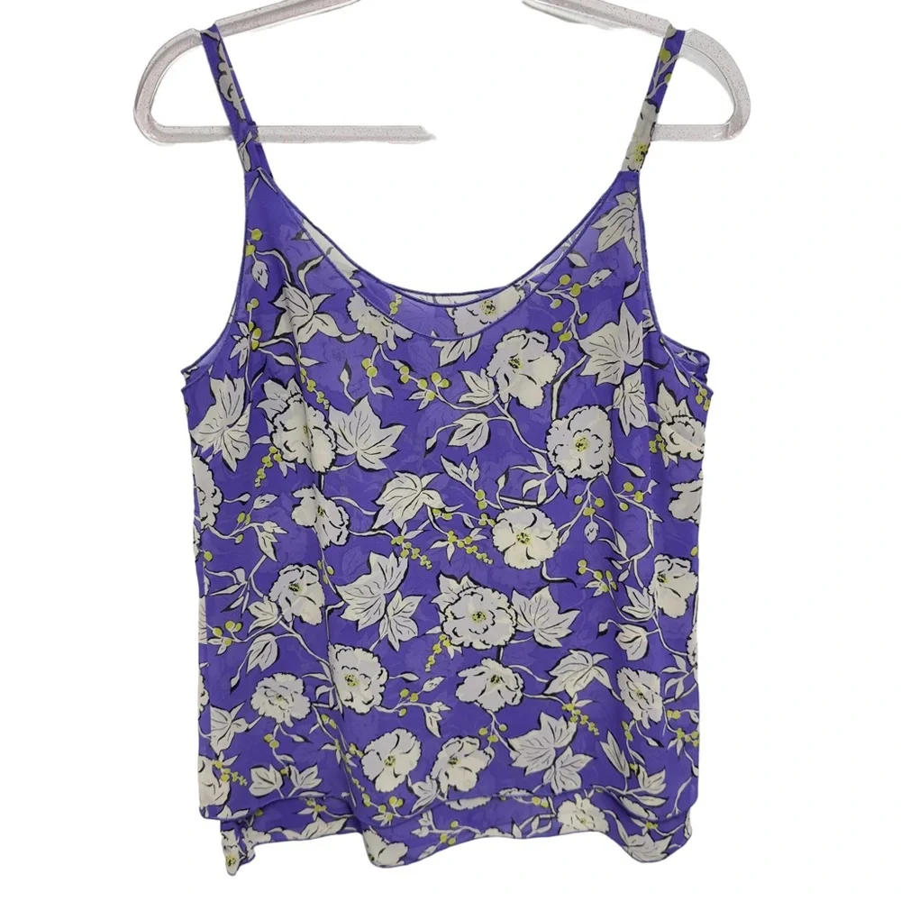 Chiffon Knit Double Layered Flowy Cami Tank Top Blouse - Picture 2 of 11